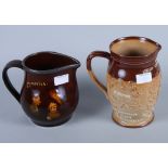 A Royal Doulton Kingsware "Memories" water jug, moulded in relief with Dickens' characters, silver