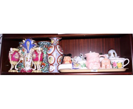 Assorted decorative ceramic vases, etc 