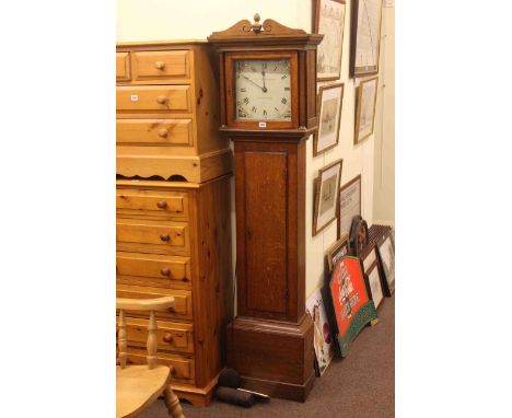 Antique oak 30 hour longcase clock, with square painted dial signed Ollive &amp; Reader