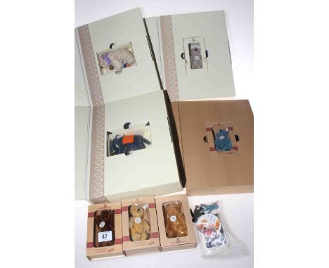 Twelve small Steiff club bears and animals, nine in large presentation boxes