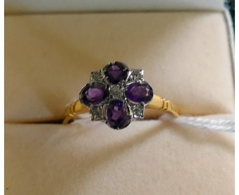 Gold on silver amethyst ring