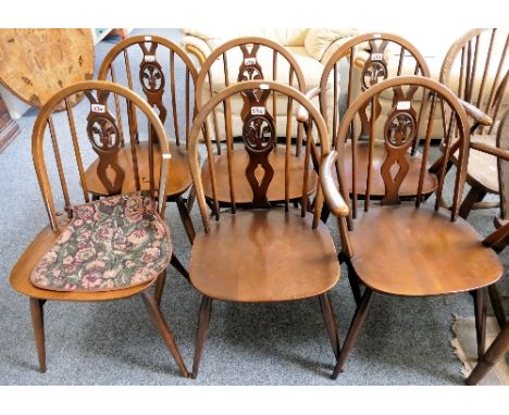 A set of 6 4+2 stick back kitchen chairs (6)