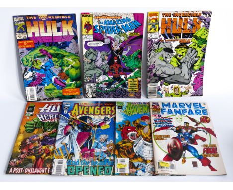 Large collection of Marvel Comics including The Incredible Hulk issues 376 and 419, The Amazing Spiderman issue 319, Captain 