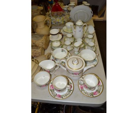 A Royal Worcester Royal Garden pattern tea for two ; two Wedgwood Colonial Sprays pattern soup bowls and stands; a Royal Doul