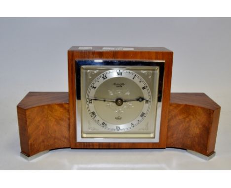 An Elliott walnut mantel clock retailed, Ratcliffe, Buxton c1950