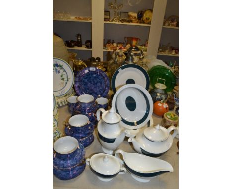 A Polish blue lustre tea service for six; a Royal Worcester teapot, coffee pot, sugar bowl ;  etc (seconds)