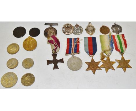 World War I and WWII Medals - a 1914- 1918 British War and Victory medal. awarded to 84961 Gnr H M Brown, R A; the Atlantic S
