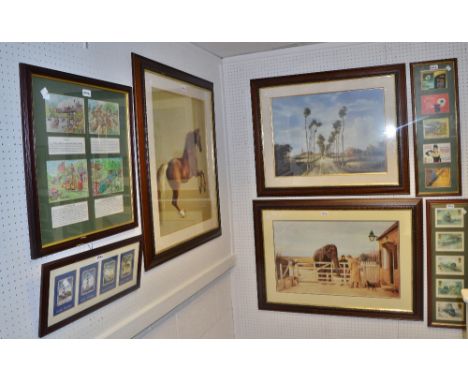 Prints - framed postcards, Railway interest;  a Japanese block print;  classical prints;  etc (8)