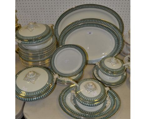 A Staffordshire Gloria pattern part dinner service, comprising of tureens and covers, dinner plates, side plates and meat pla