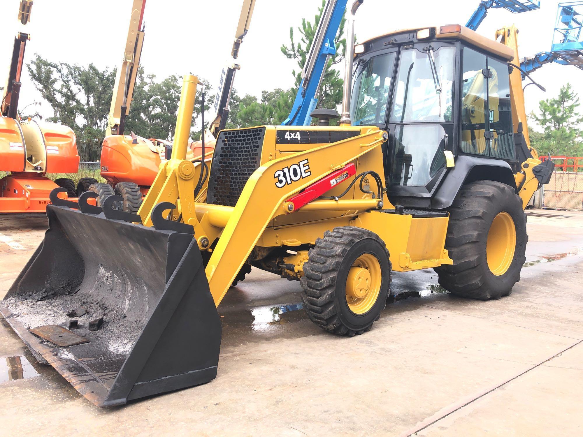 JOHN DEERE 310E ENCLOSED CAB LOADER/BACKHOE, 4X4, DIESEL, OUTRIGGERS ...