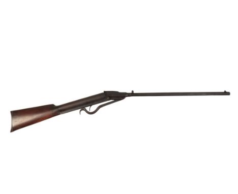 A .22 AIR RIFLE with walnut butt, steel under lever and break barrel action, steel butt plate, no. 356, 104cmNote: You must b