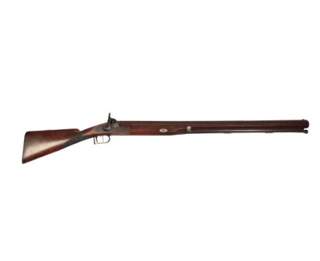 BENTLEY & PLAYFAIR, LONDON: A 4 BORE PERCUSSION SINGLE BARREL SPORTING RIFLE with octagonal Damascus barrel, walnut stock, st