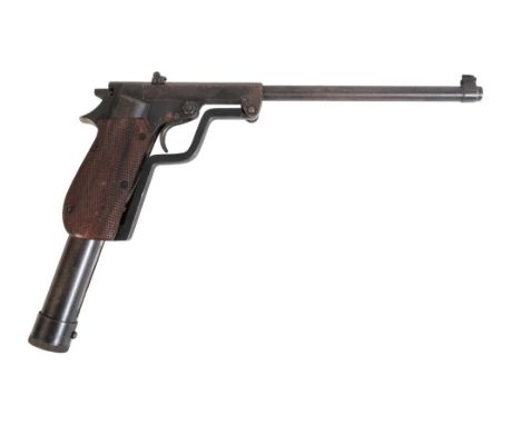 A RARE LINCOLN JEFFRIES JUNE .22 AIR PISTOL with wooden grip, underlever break action, stamped to the side "Best English Make