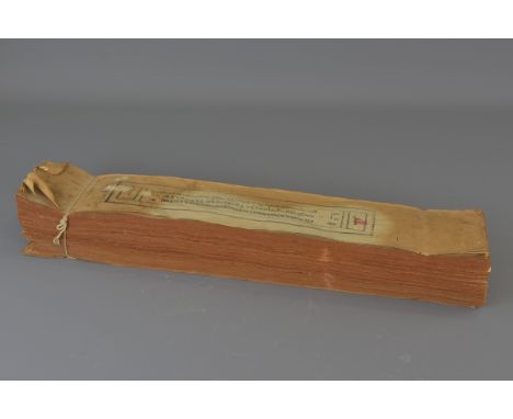 A large collection of 19th century Tibetan Buddhist prayer pages Sutra manuscript on paper with thumb print to top page. 56cm