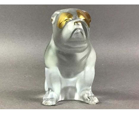MODERN LALIQUE MODEL OF A BULLDOG modelled seated 10 cm high