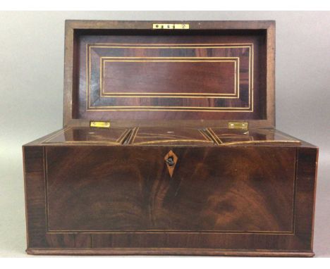 MAHOGANY TEA CADDY the fitted interiors with three compartments29cm wide