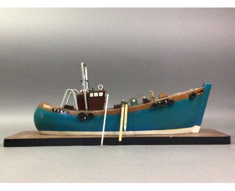 MODEL BOAT ALONG WITH ANOTHER  the smaller on plinththe larger 90cm