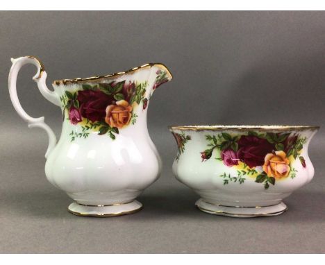 ROYAL ALBERT TEA AND DINNER SERVICE, OLD COUNTRY ROSES PATTERN  including cups, saucers, sugar, cream, tea pots and plates 