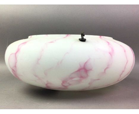ART DECO GLASS CEILING LIGHT SHADE in shades of pink and white