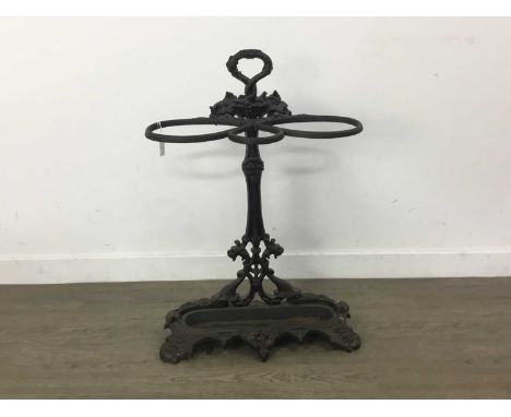 VICTORIAN CAST IRON STICK STAND with twin compartments