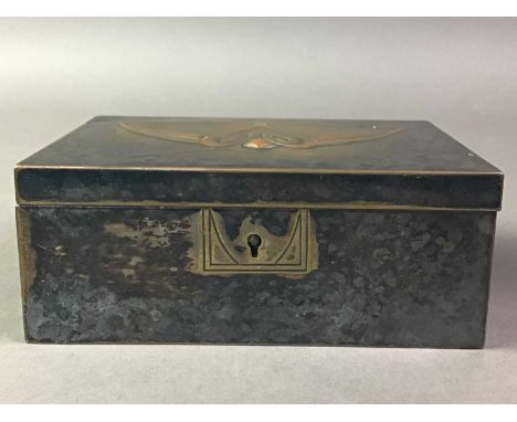 WMF PLATED TRINKET BOX with embossed hinged cover, and a small vasethe box 12 cm high Qty: 2
