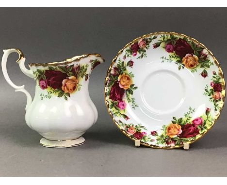 ROYAL ALBERT SIX SETTING TEA SERVICE, OLD COUNTRY ROSES PATTERN compirisng teacups, saucers, side plates, two small dishes, v