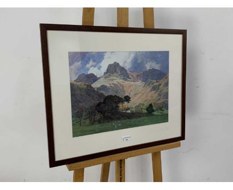 ALFRED HEATON COOPER MOUNTAIN AND FARM print on paper, mounted, framed and under glass50cm x 60cm overall