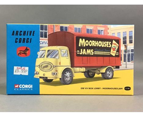 GROUP OF CORGI DIE-CAST VEHICLES including commercial trucks and vans, also some cars, with some boxed examples 