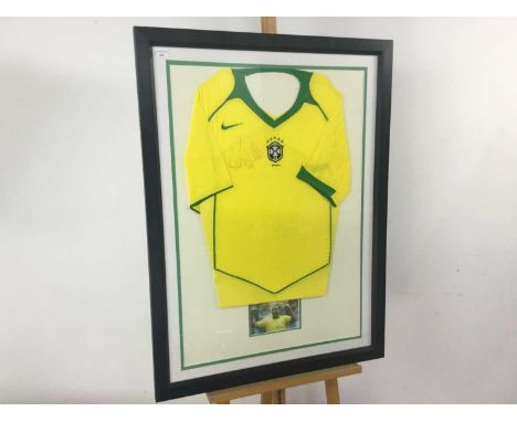 Ronaldo Nazario Hand Signed Brazil Football Shirt In A Framed