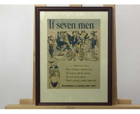 GUINNESS, IF SEVEN MEN VINTAGE ADVERTISEMENT ALONG WITH A PAINTING the painting a watercolour by Robert Cresswell BoakQty: 2