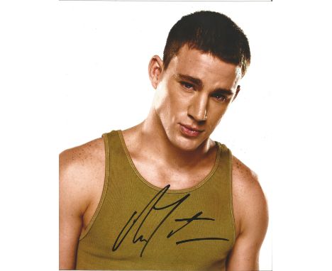 Channing Tatum signed 10 x 8 colour Photoshoot Portrait Photo, from in person collection autographed at London TV studios 201