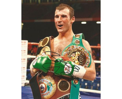 Joe Calzaghe signed 10 x 8 colour Boxing Portrait Photo, from in person collection autographed at ITV Studios London 2012. Go