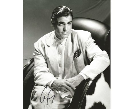George Clooney signed 10 x 8 b/w Photoshoot Portrait Photo, from in person collection autographed at London Premiere 2015. Go