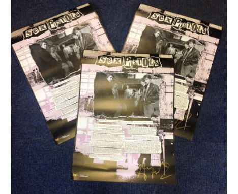 Punk band The Sex Pistols signed poster. Stunning limited edition Music Autographs poster of legendary punk band The Sex Pist