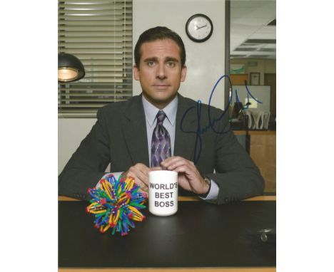 Steve Carrell signed 10 x 8 colour The Office Portrait Photo, from in person collection autographed at BBC Radio London 2013.