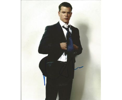 Matt Damon signed 10 x 8 colour Bourne Photoshoot Portrait Photo, from in person collection autographed at The Martian London