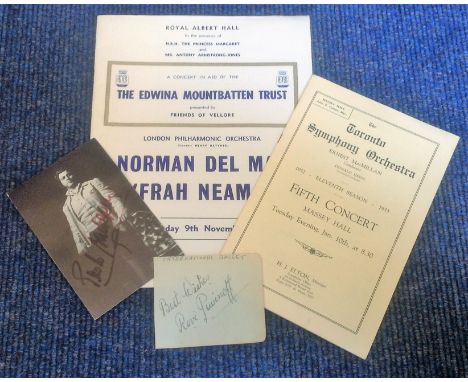 Vintage collection. 4 items. Including Geza de Kresz signed Toronto symphony orchestra programme 1932/3 and Yfrah Neman signe