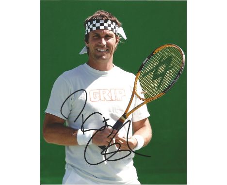 Pat Cash signed 10 x 8 colour Tennis Portrait Photo, from in person collection autographed at An Event In London 2015. Good C