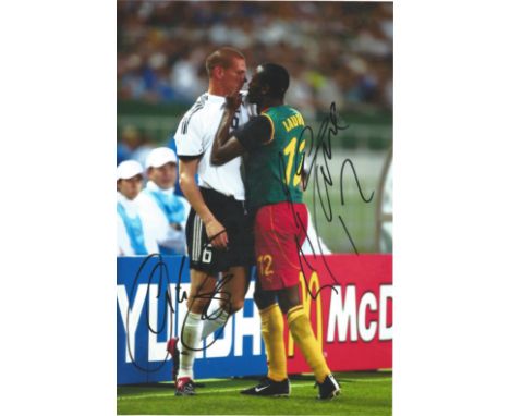 Football Lauren and Christian Ziege 12x8 signed colour renew north London rivalries playing for Cameroon and Germany. Christi