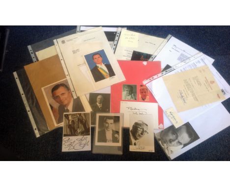 Assorted signed collection. 14 items. Includes The Graduates signatures on 6x4 white card below b/w photo, William Page small
