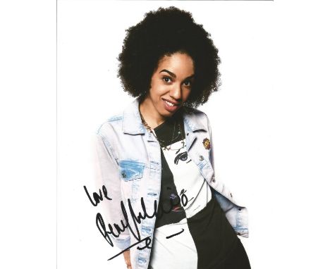 Pearl Mackie signed 10 x 8 colour Doctor Who Photoshoot Portrait Photo, from in person collection autographed at ITV Studios 