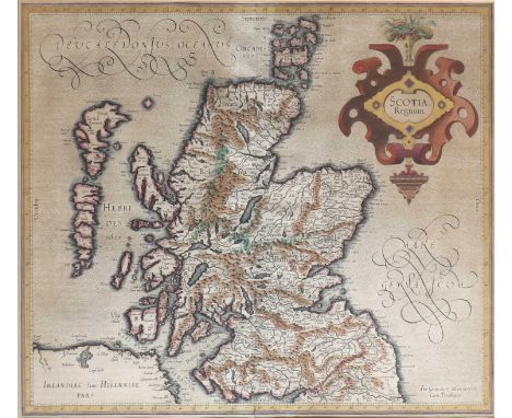 Mercator (Gerard)Irlandiae regnum. Hand-coloured engraved map, no date [1595 or later], 330mm x 405mm visible, mounted framed