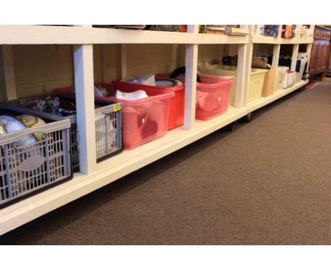 Full shelf of twelve boxes of mainly tea and dinnerwares and various china