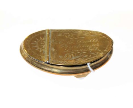 19th Century engraved brass snuff box
