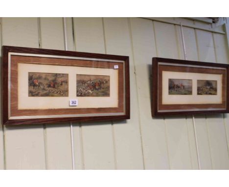 Set of four coloured hunting prints after Arthur Batt, framed as a pair