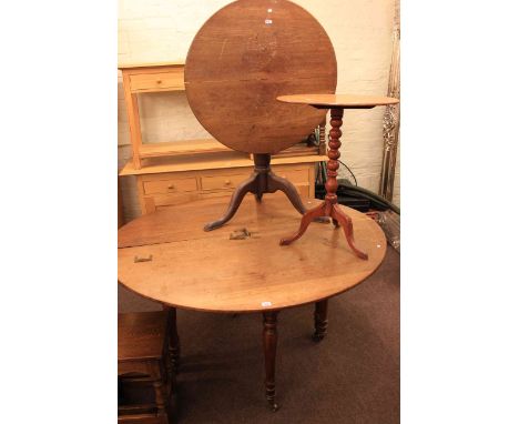 Pair of Victorian mahogany D-end tables and two leaves and two 19th Century tripod occasional tables