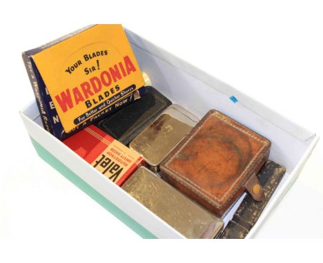 Box of collectables including razors