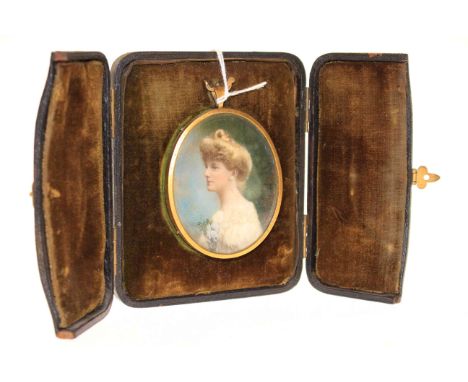 Portrait miniature on ivory, late 19th Century/early 20th Century, cased