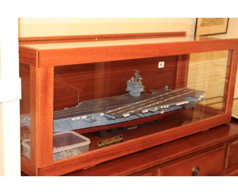 1:350 scale model of US aircraft carrier 'Enterprise' in glazed case