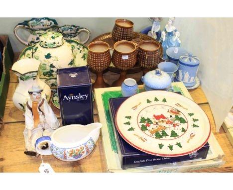Seven pieces of Masons Chartreuse, Iden Pottery goblet set, other pieces including Lladro, Royal Copenhagen, Wedgwood, etc